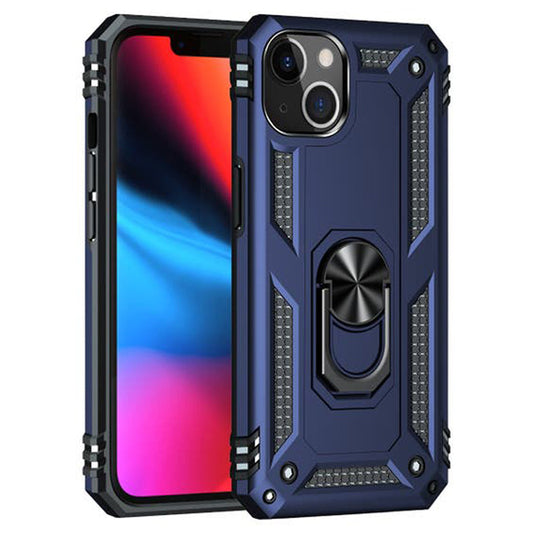 iPhone 14 Plus Magnetic Ring Kickstand Hybrid Phone Case - Blue