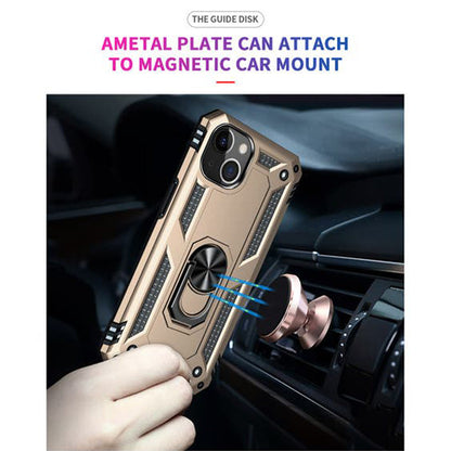 iPhone 14 Plus Magnetic Ring Kickstand Hybrid Phone Case - Gold