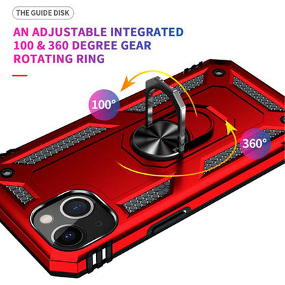 iPhone 14 Magnetic Ring Kickstand Hybrid Phone Case - Red