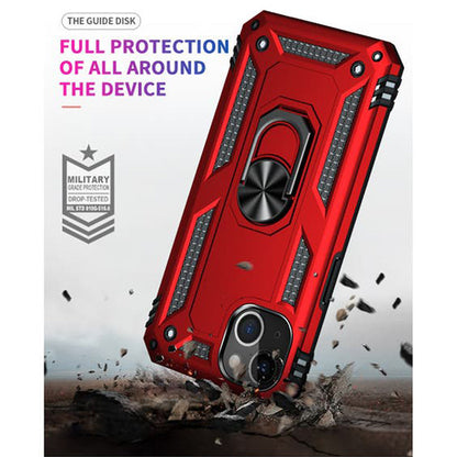 iPhone 14 Plus Magnetic Ring Kickstand Hybrid Phone Case - Red