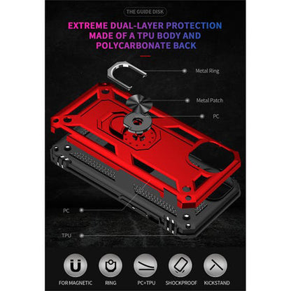 iPhone 14 Plus Magnetic Ring Kickstand Hybrid Phone Case - Red