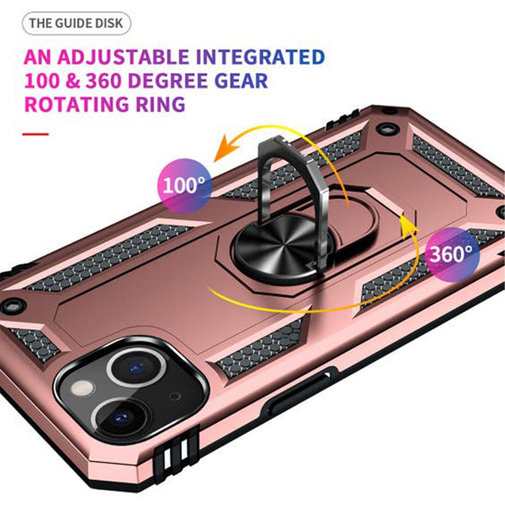 iPhone 14 Magnetic Ring Kickstand Hybrid Phone Case - RoseGold