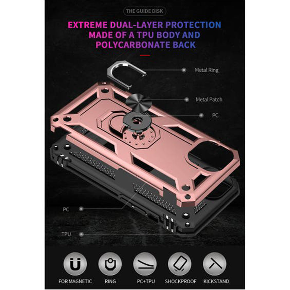 iPhone 14 Plus Magnetic Ring Kickstand Hybrid Phone Case - RoseGold