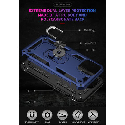 iPhone 14 Pro Magnetic Ring Kickstand Hybrid Phone Case - Blue