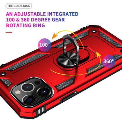 iPhone 14 Pro Max Magnetic Ring Kickstand Hybrid Phone Case - Red