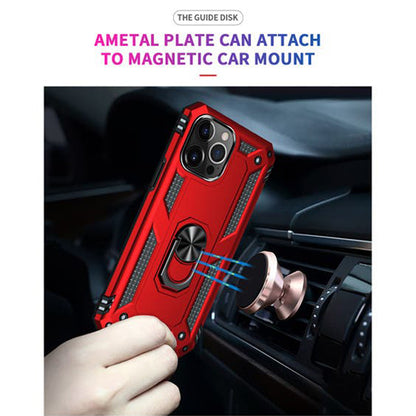 iPhone 14 Pro Magnetic Ring Kickstand Hybrid Phone Case - Red