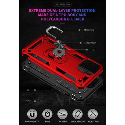 iPhone 14 Pro Magnetic Ring Kickstand Hybrid Phone Case - Red