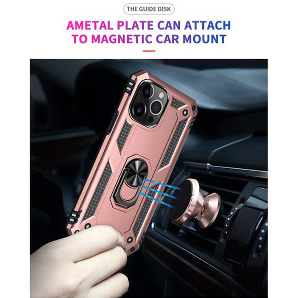 iPhone 14 Pro Max Magnetic Ring Kickstand Hybrid Phone Case - RoseGold