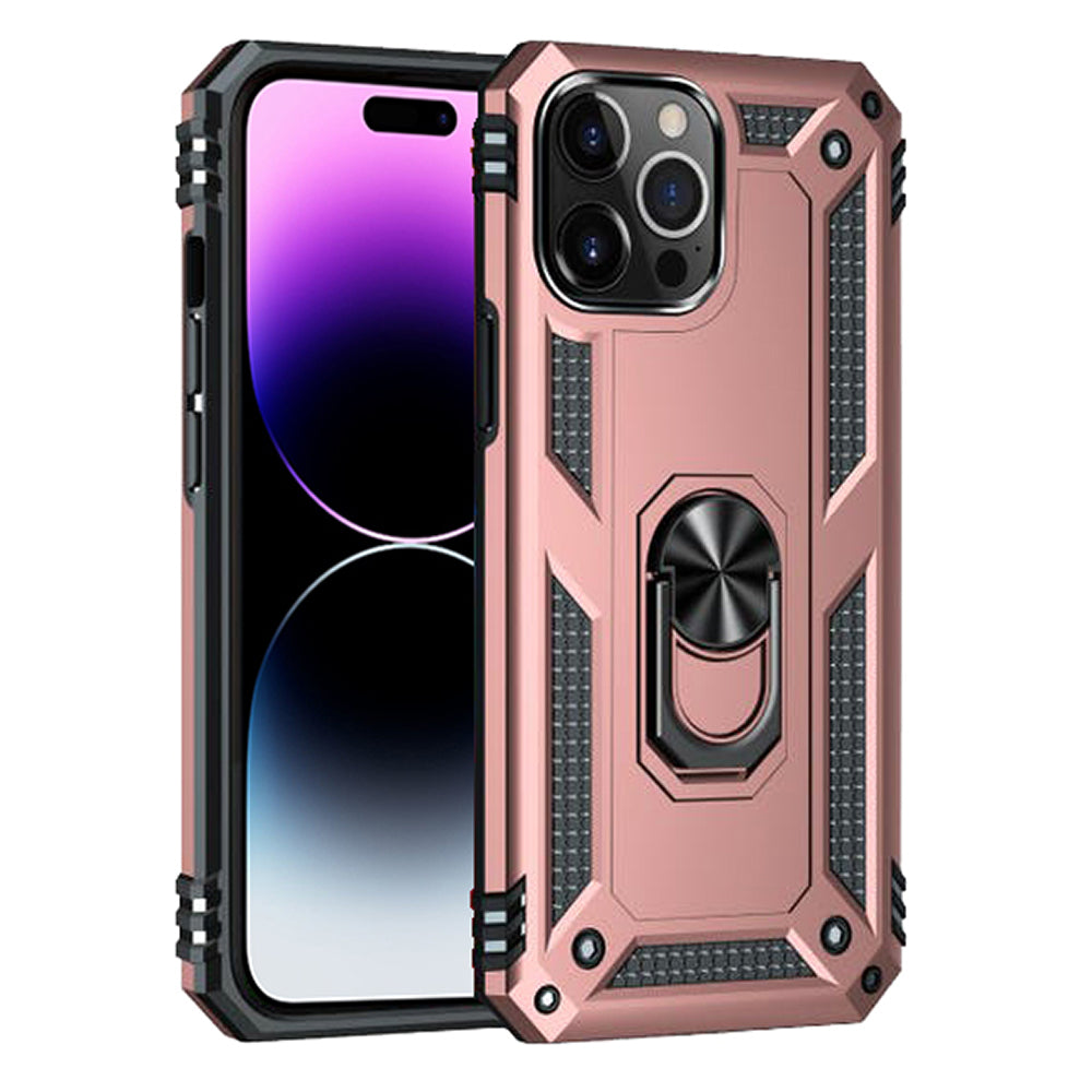 iPhone 14 Pro Magnetic Ring Kickstand Hybrid Phone Case - RoseGold