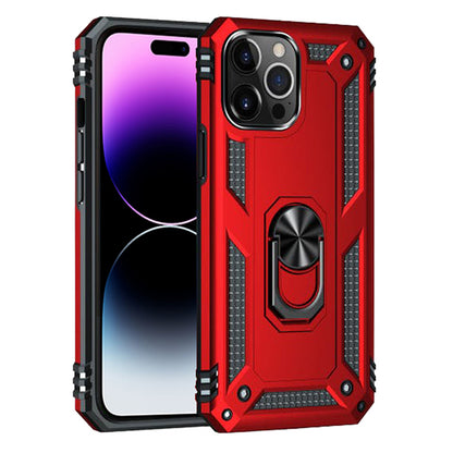 iPhone 14 Pro Magnetic Ring Kickstand Hybrid Phone Case - Red