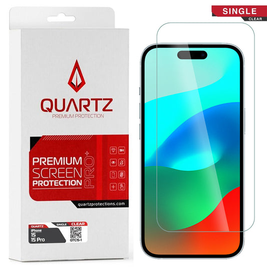 QUARTZ Tempered Glass for iPhone 15 / 15 Pro