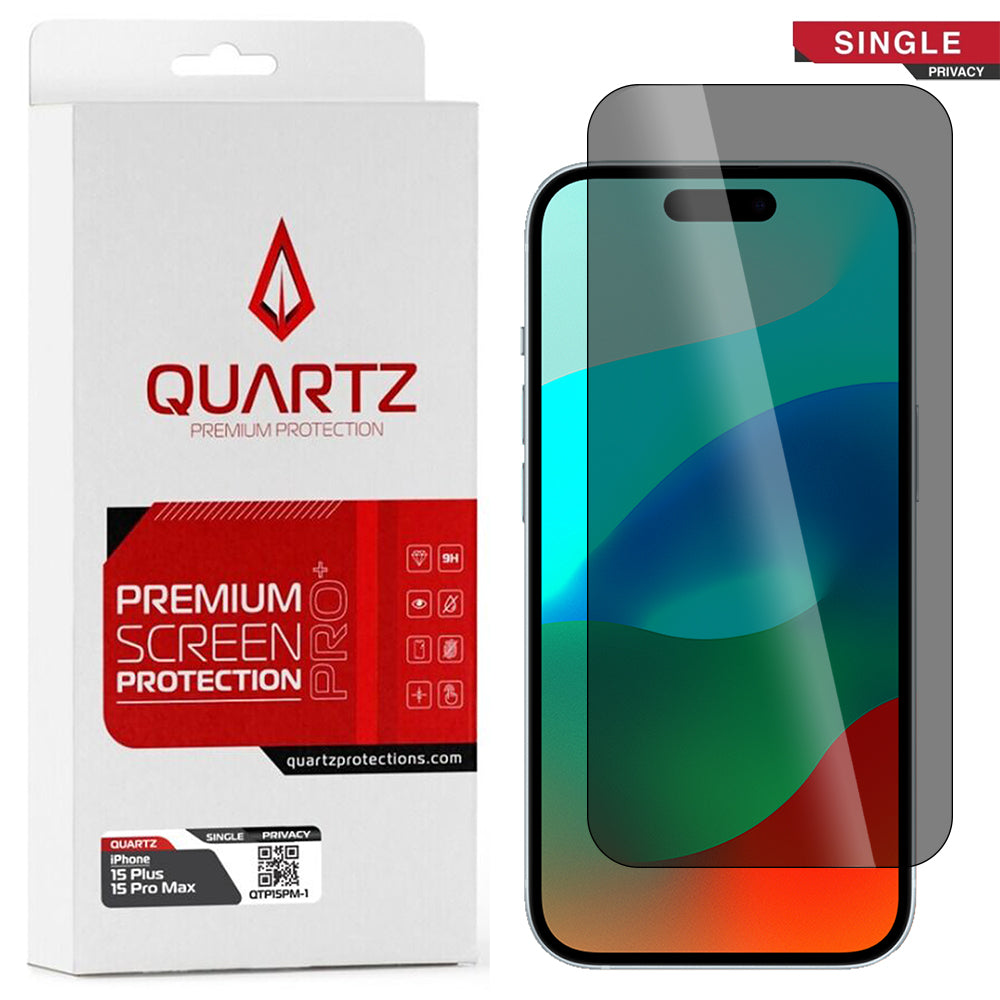 QUARTZ Privacy Tempered Glass for iPhone 15 / 15 Pro