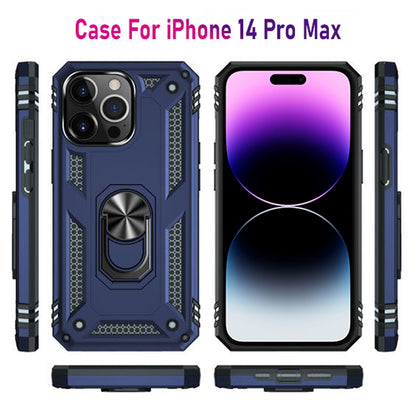 iPhone 14 Pro Max Magnetic Ring Kickstand Hybrid Phone Case - Blue