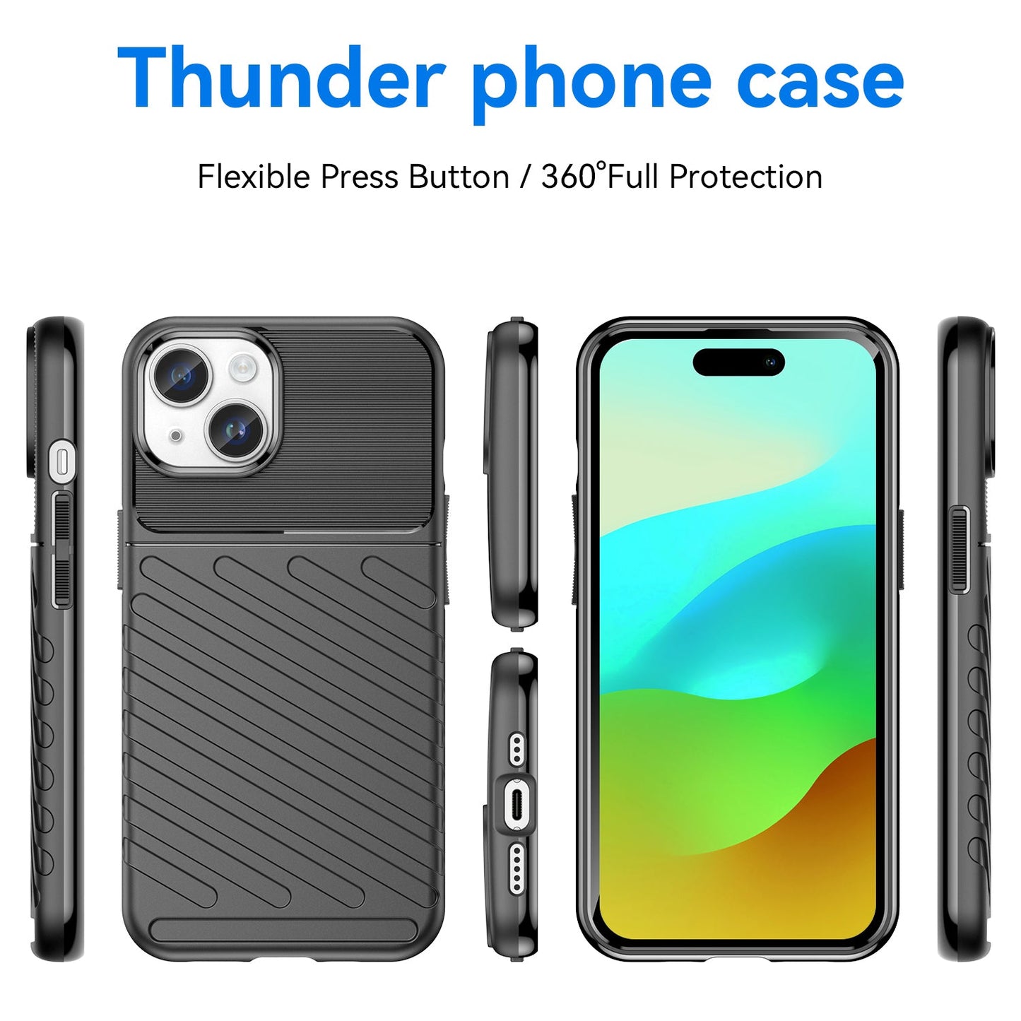 Rugged TPU Phone Case for iPhone 15 - Black