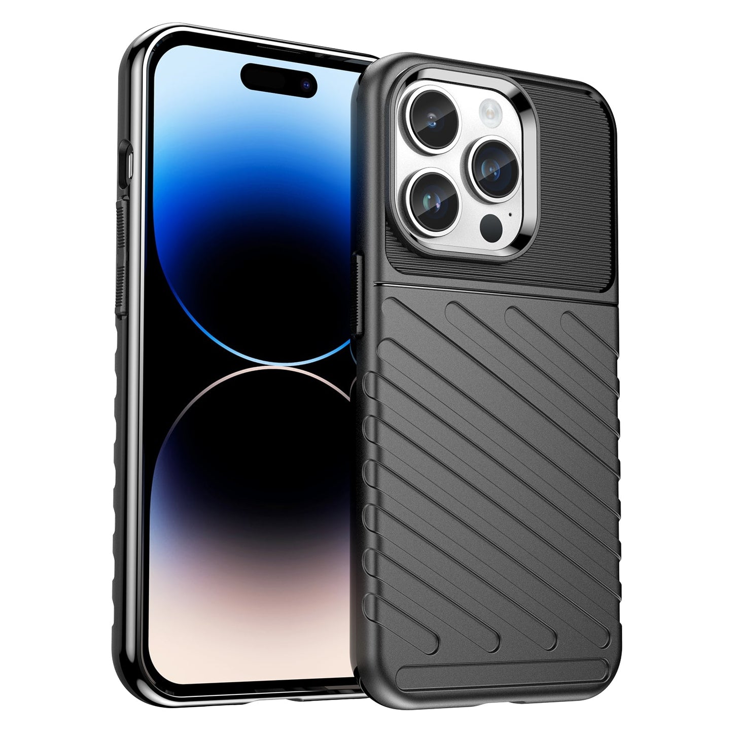 Rugged TPU Phone Case for iPhone 15 Pro - Black