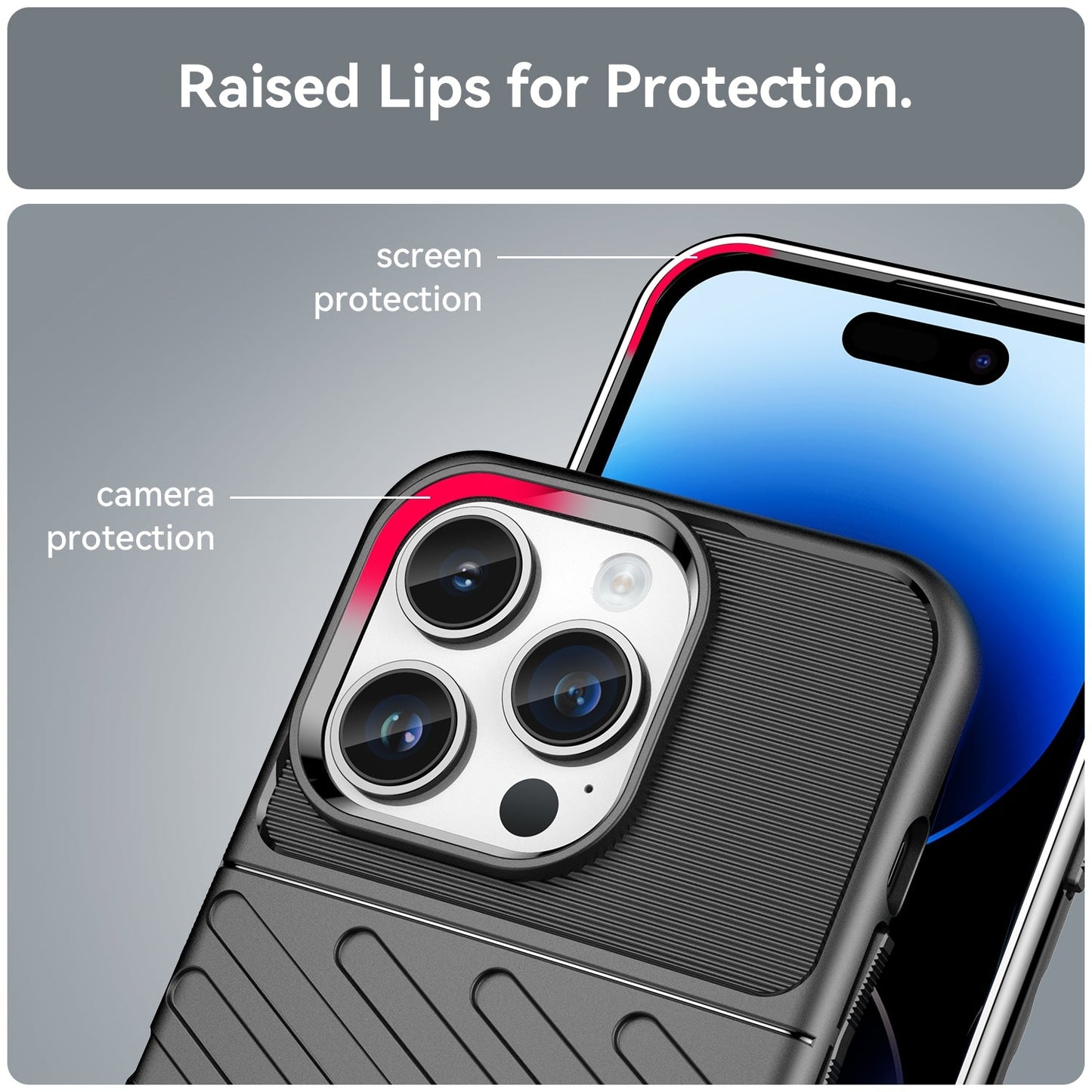 Rugged TPU Phone Case for iPhone 15 Pro - Black