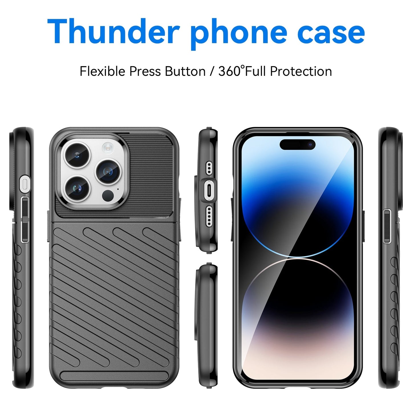 Rugged TPU Phone Case for iPhone 15 Pro - Black